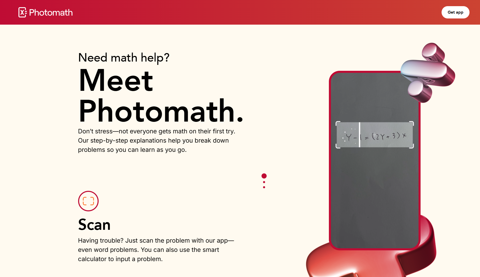 หน้าแรก Photomath เน้นสแกนโจทย์ด้วยกล้องมือถือ